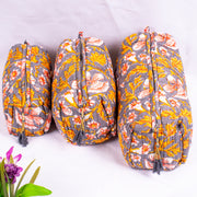 Block Printed Toiletry Bag, Waterproof Wash Bag, Makeup Bag, Cosmetic Bag, Travel Bag with Pockets, India Wood Blocks, Jumbo Wash Bag